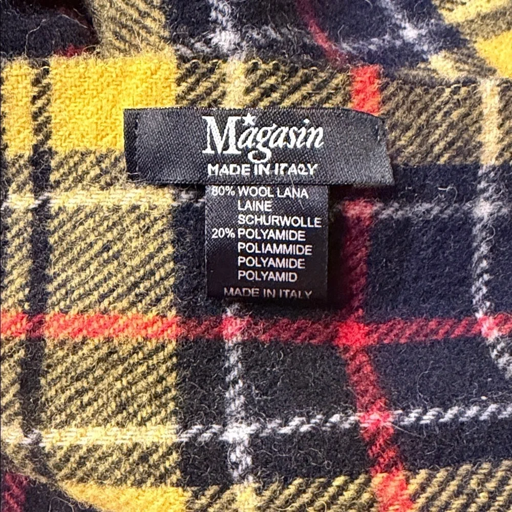 Magasin Yellow Plaid Wool Blend Mens Scarf.